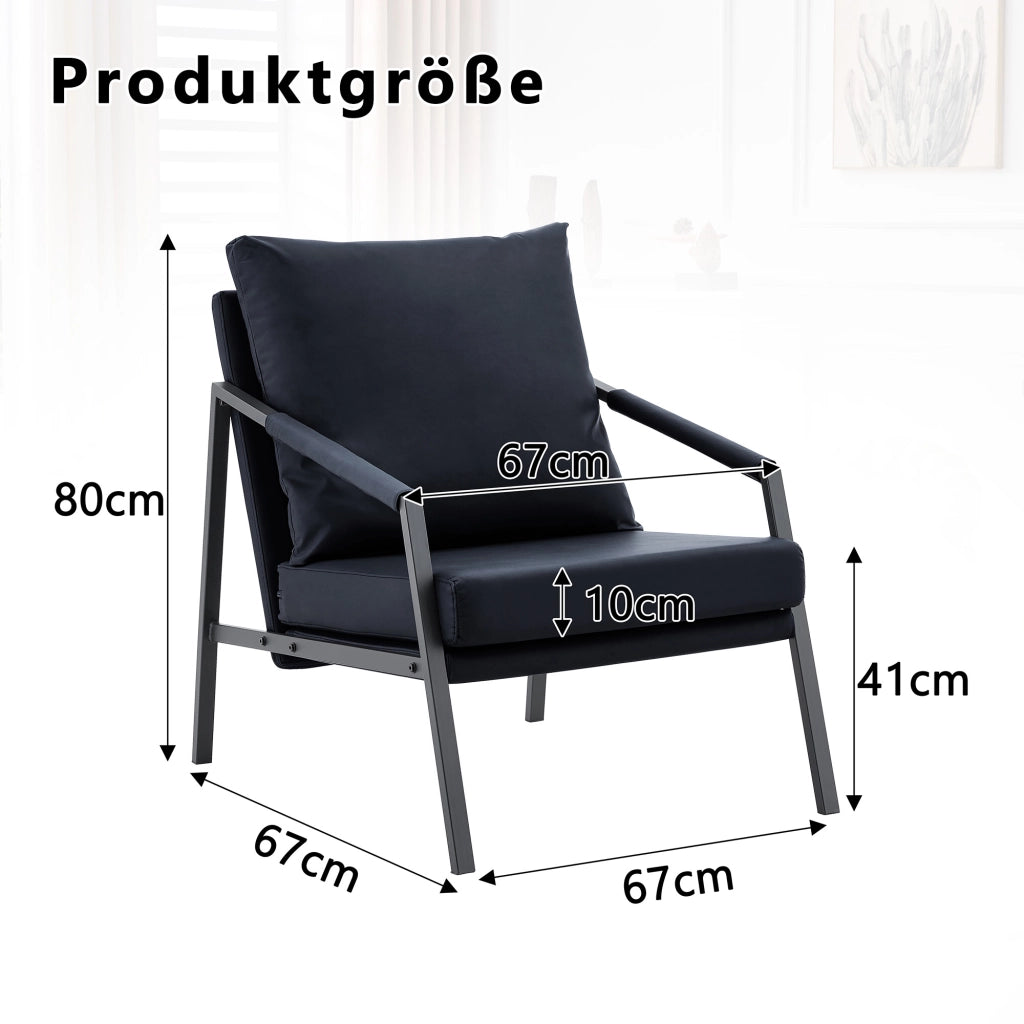 POLTRONA in ecopelle PU nera 91,5 x 68,0 x 32,5 cm