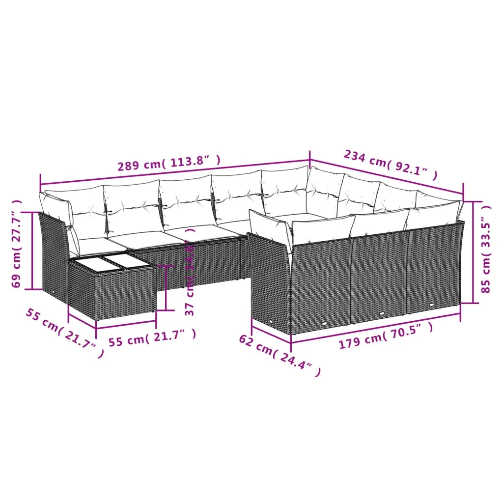 Set Divani da Giardino 11 pz con Cuscini in Polyrattan Nerocod mxl 89254