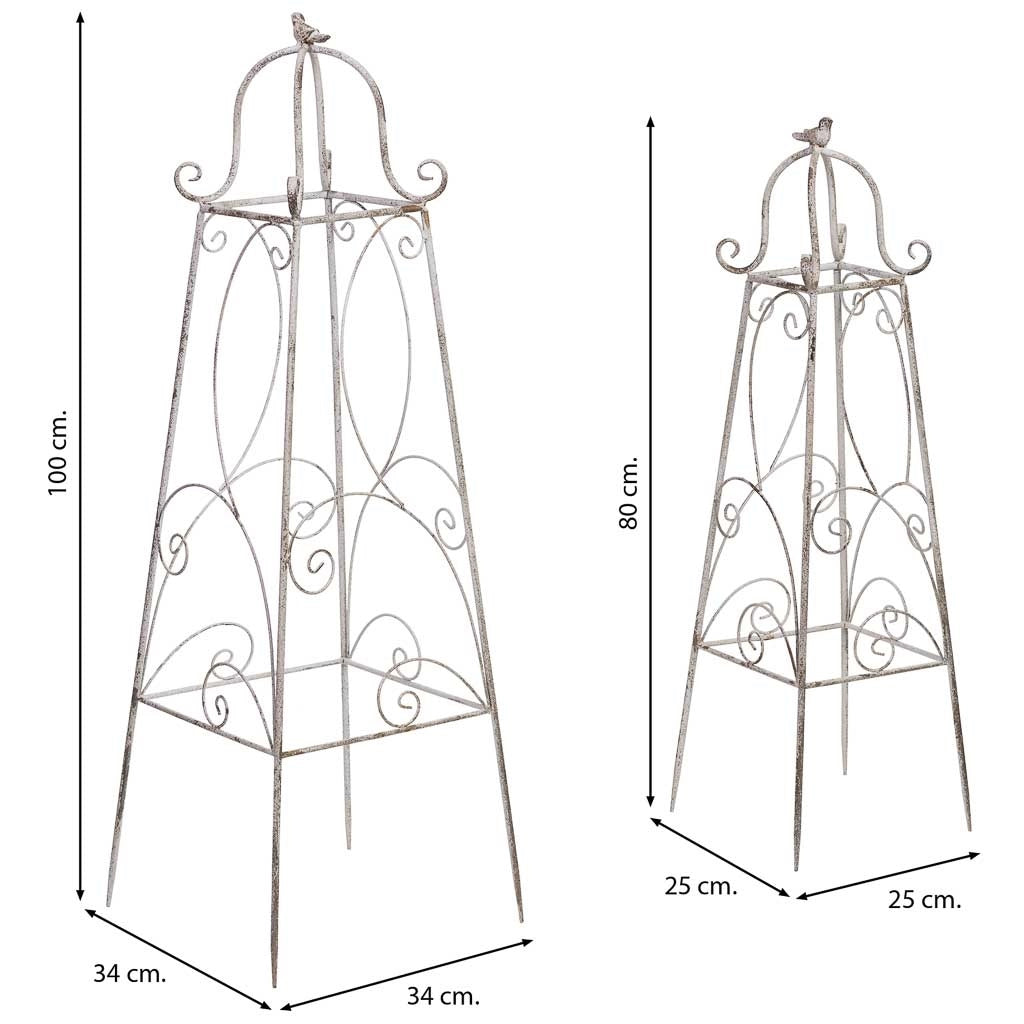 Set di decorazioni in metallo da 2 pezzi, 34x34x100h - 25x25x80h cm