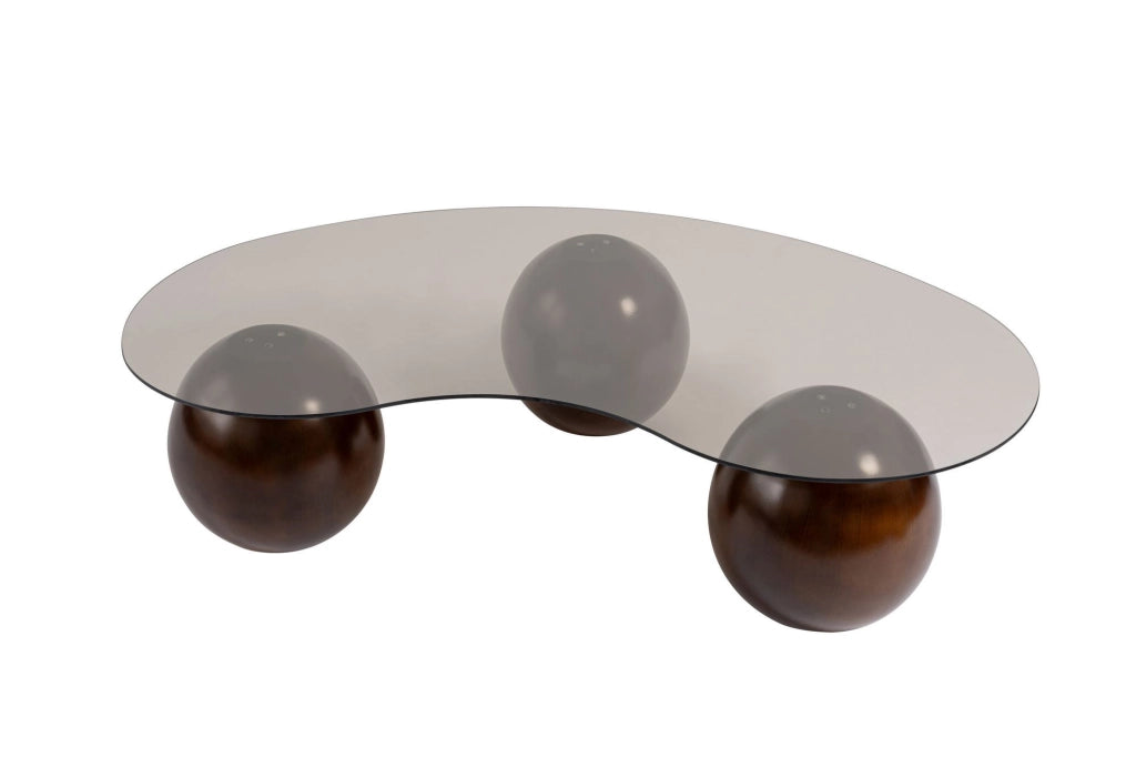 Tavolino in vetro "Sphere" - 120 x 70 x 30 cm - Marrone