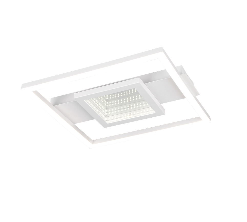 Plafoniera LED quadrata, metallo, bianco, 35x35 cm, Wheeler