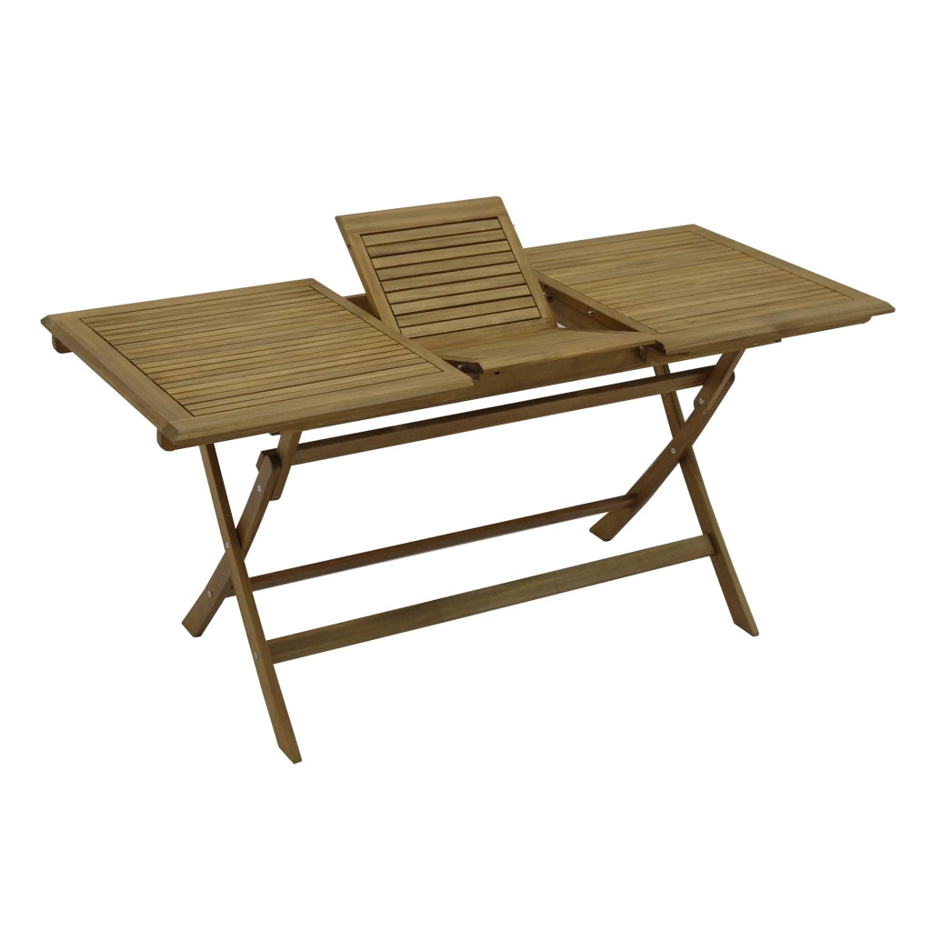 Tavolo pieghevole allungabile Lera (120/160x70x76 cm) in acacia, con estensione, da esterno