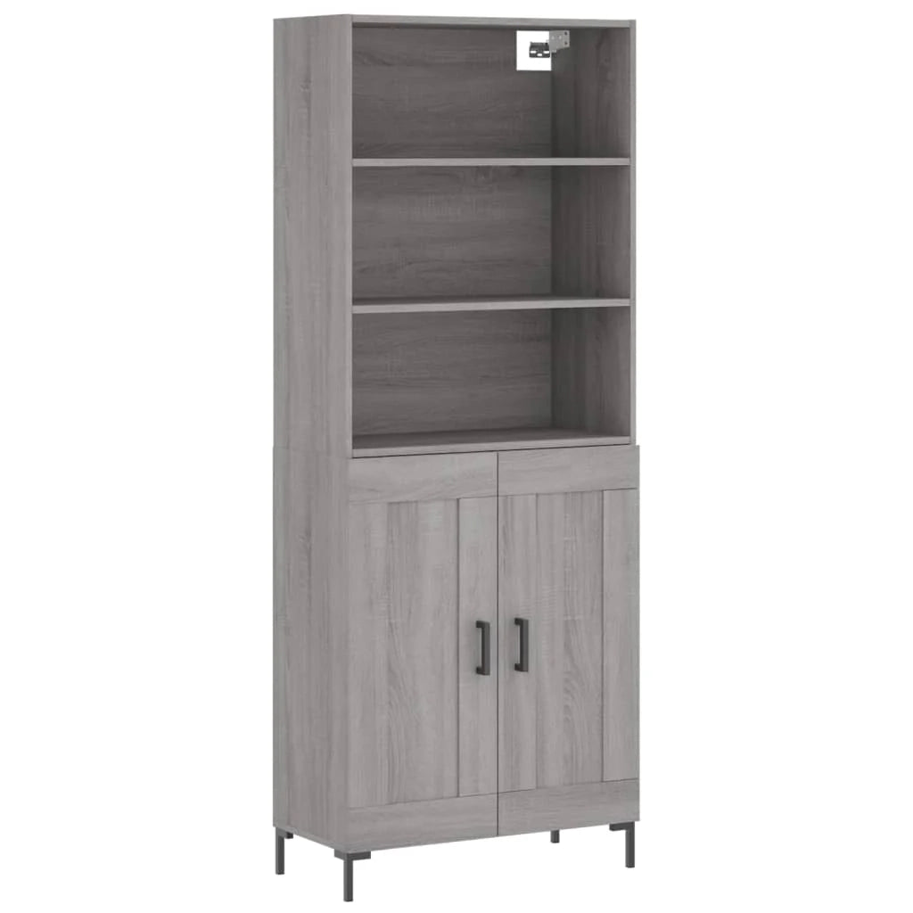 Buffet credenza cassettiera armadio mobile contenitore organizer cucina soggiorno salotto rovere Sonoma alto 69,5 x 34 x 180 cm legno ingegnerizzato grigio 02_0035424