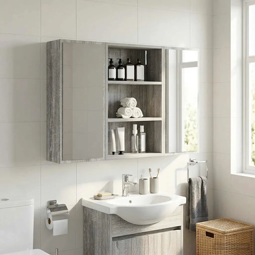 Armadio da bagno a muro Sonoma grigia 40 x 16 x 62,5 cm 889372