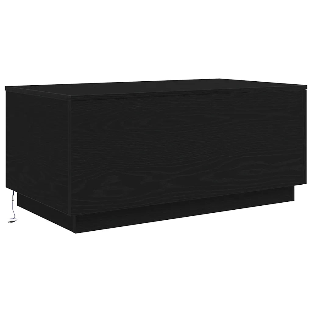 Tavolino da Soggiorno con Luci LED-Tavolino da Salotto-Tavolo Rovere Nero 90x50x40 cm 223367