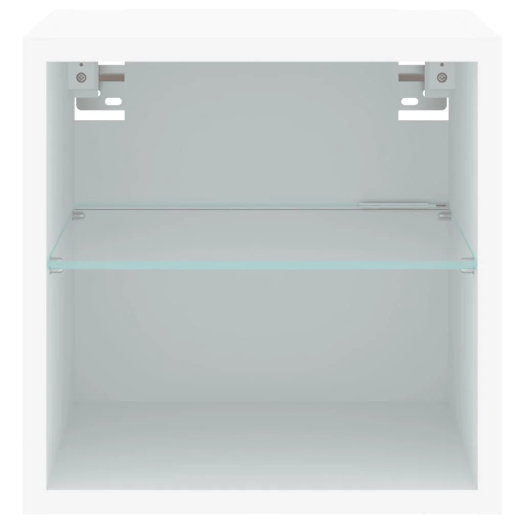 Mobile TV multimediale mensola TV credenza mobile TV parete attrezzata per sala da pranzo soggiorno camera da letto con luci LED 30 x 28,5 x 30 cm bianco 02_0027868