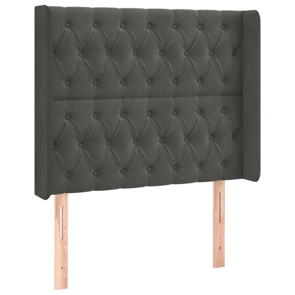 Letto a Molle con Materasso e LED Grigio Scuro 90x200cm Velluto 3139722