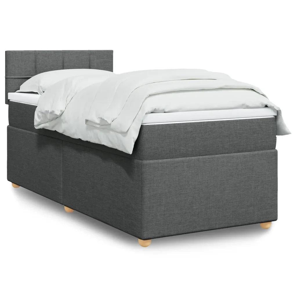 Letto singolo | Letto per adulti | Giroletto a Molle con Materasso Grigio Scuro 80x200 cm Tessuto