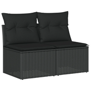 Set Divani da Giardino con Cuscini 2 pz | Set Salotto da Giardino Nero Polyrattan Acacia