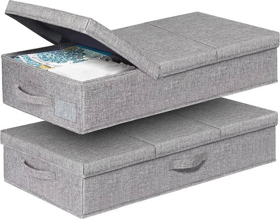 Cassa di archiviazione pieghevole - Scatola sotto letto per abiti e coperte - 2 pezzi