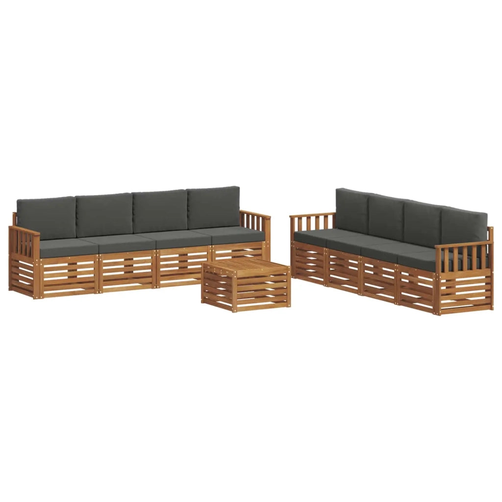 Set divani 9 pcs Naturale e Antracite Legno di Acacia Massello 3374562