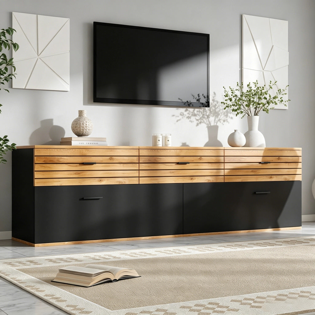 Mobile TV con 3 cassetti e 2 ante; per soggiorno; in MDF e truciolare; 168×38×59 cm