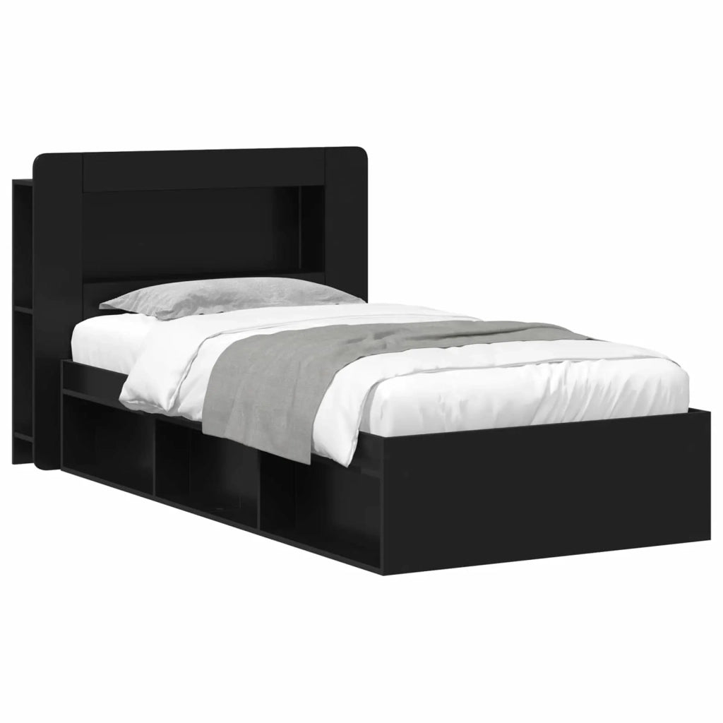 Telaio del letto con storage con testiera Nero 75 x 190 cm 3433424