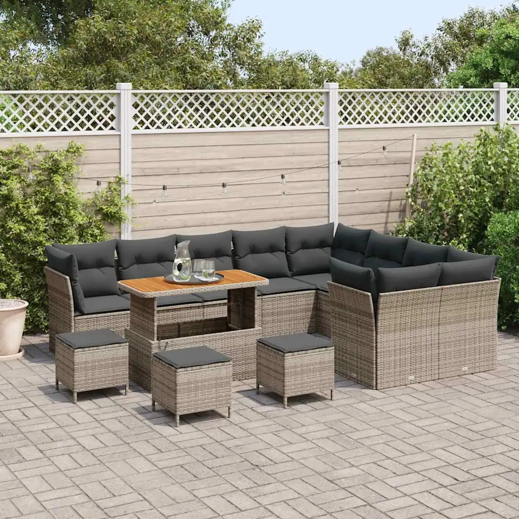 Set Divano da Giardino con cuscino 13 pcs Grigio 3363483