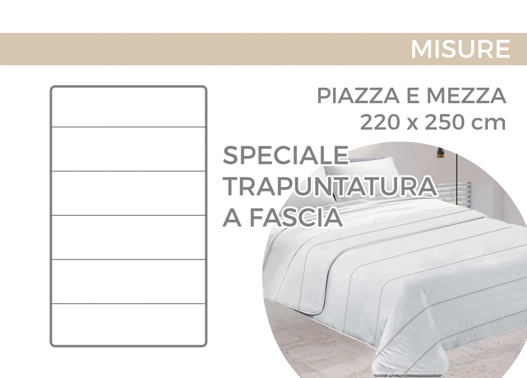 Quilt Trapuntino Piumino Estivo 100gr/mq Microfibra Summer Flower - Piazza E Mezza - D20 Tortora