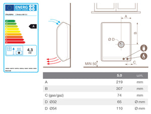 Stufa a Gas GPL 68,5x22,5x58,5 cm Italkero Stratos MB 50 Bianco