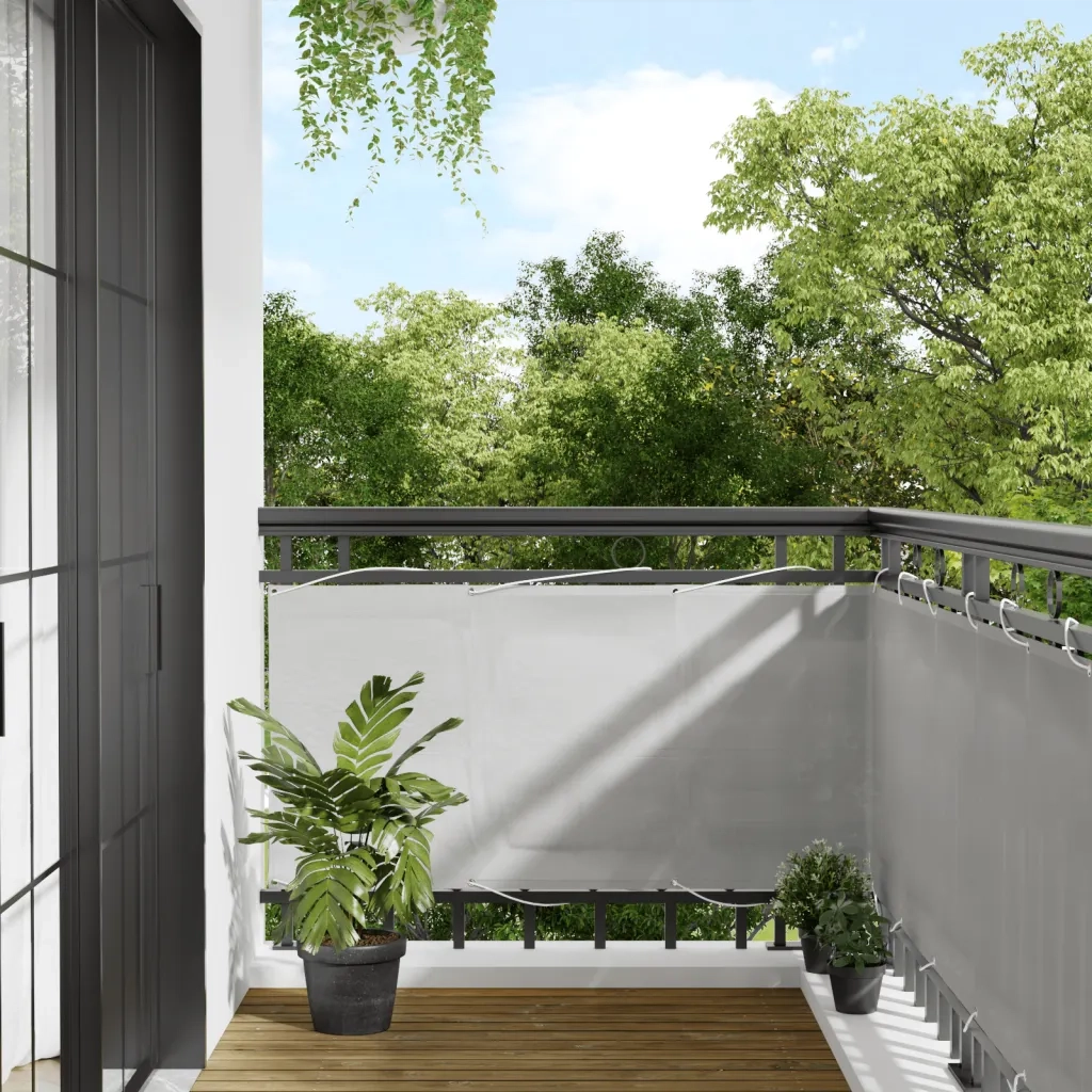 Paravento Balcone-Pannello per balcone Grigio chiaro 75x800cm 100% Poliestere Oxford