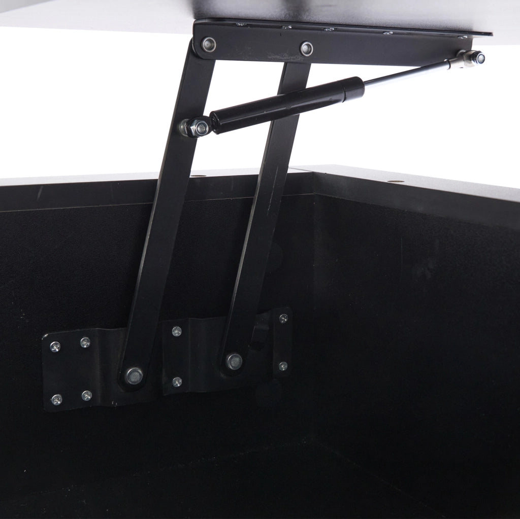 Tavolino da caff猫 90x55x41 cm; con LED e piano estraibile; truciolato; nero lucido