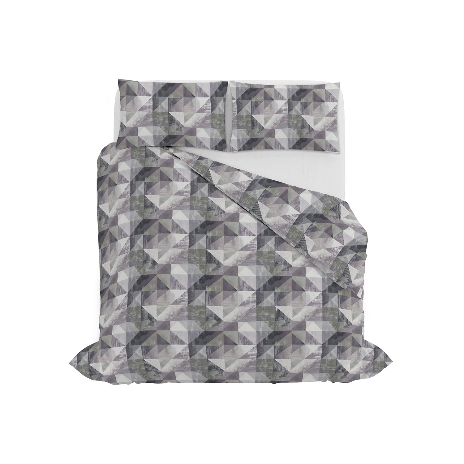 Copripiumino Singolo con Stampa sul Sacco e Federa Linea River Sepik Grey