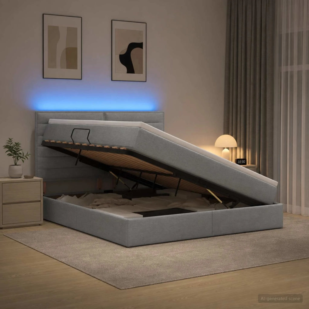 Letto con contenitore LED e materasso Grigio Chiaro 3459879