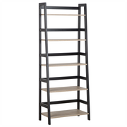 Libreria a scaletta effetto legno chiaro e Nero 163 x 64 cm Scaffale a 5 ripiani ad appoggio