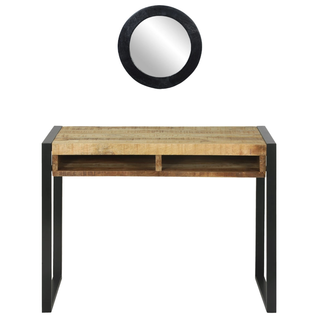 Tavolo da trucco con specchio 100x50x75 cm in legno massello grezzo di mango