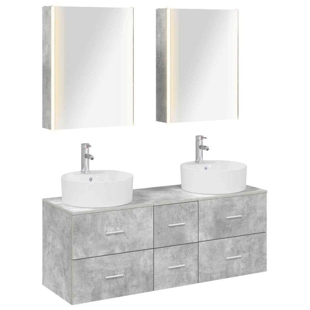 Set di mobili per il bagno 5 pcs Grigio Cemento 3406930