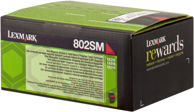 ORIGINAL Lexmark toner magenta 802SM 80C2SM0 ~2000 Seiten cartuccia di stampa riutilizzabile