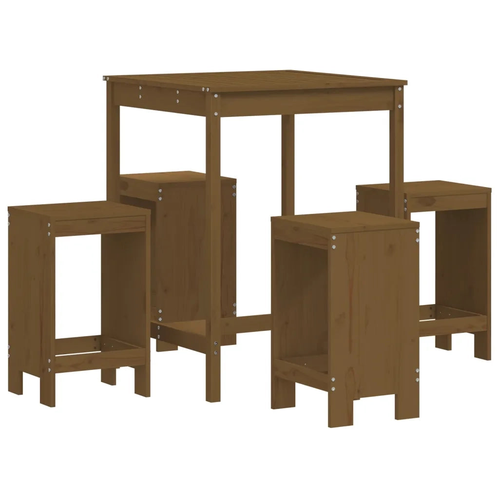 Set Bar da Giardino 5 pz | Set Salotto da Giardino ambra in Legno Massello di Pino