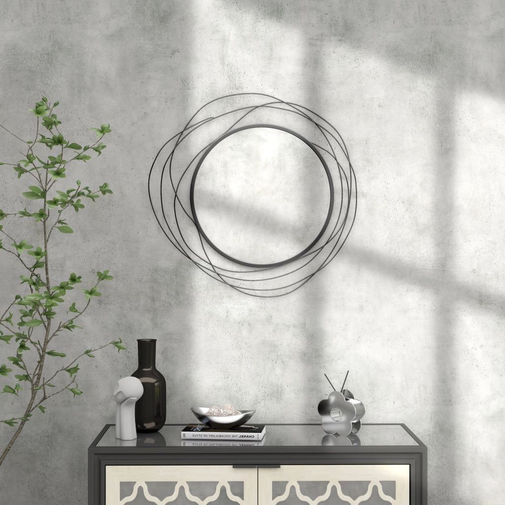Specchio rotondo in metallo nero ¨C zephmum ¨C diametro 65 cm
