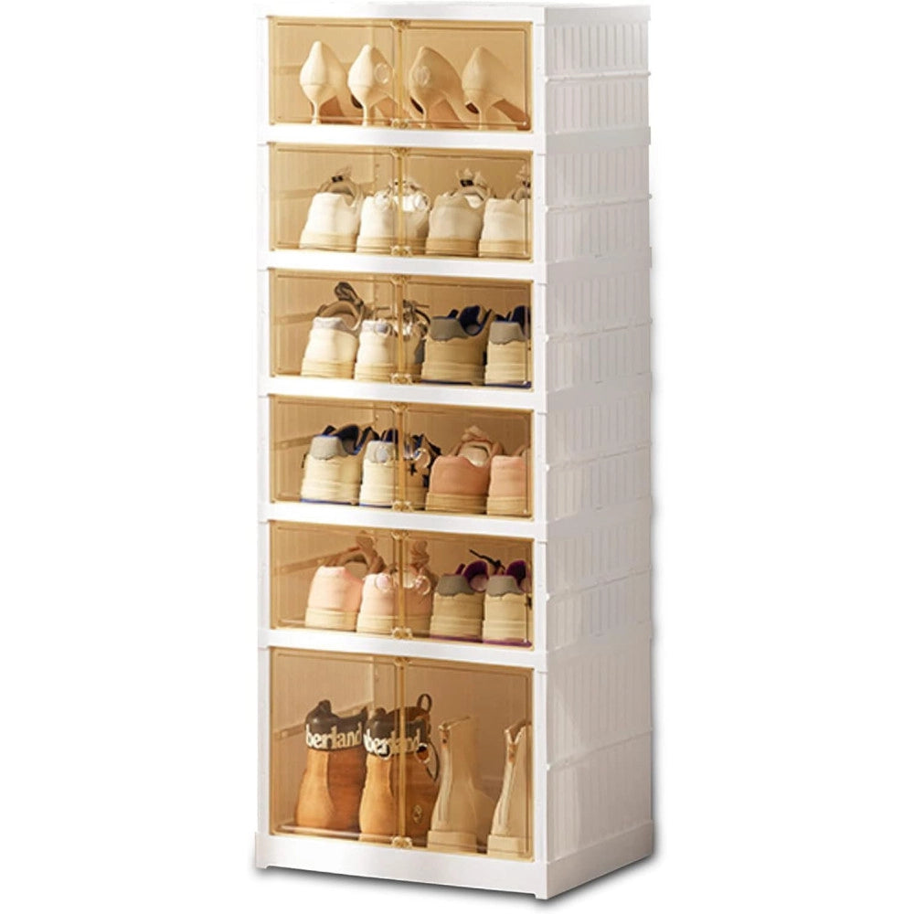 Trade Shop - Scarpiera Pieghevole Per Scarpe Impilabile Trasparente Organizer Senza Installazione -