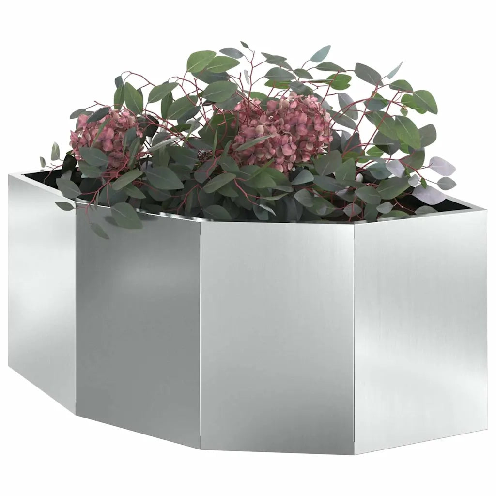 Fioriere | Cassetta per fiori | Vaso d'angolo Argento 60 x 60 x 35 cm Acciaio zincato