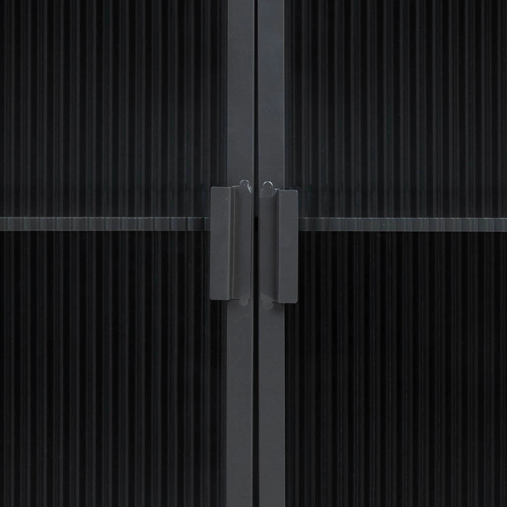Appendiabiti in metallo e legno con vetro 160x36x80h cm - nero