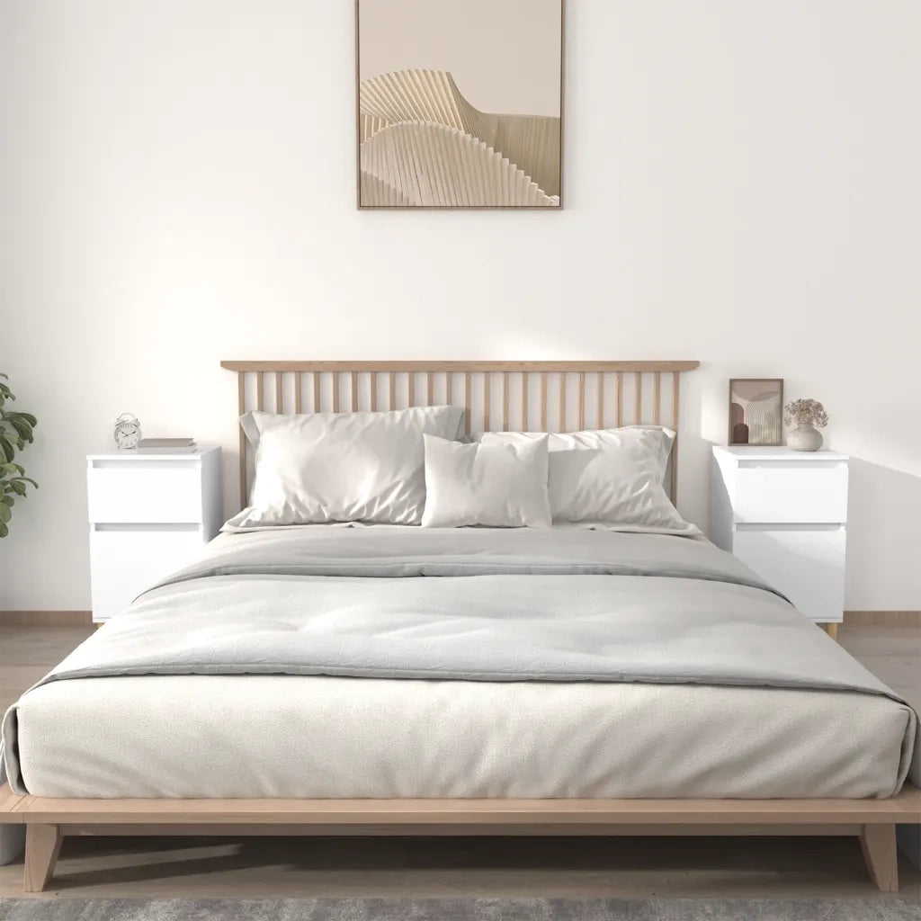 Set di 2 Comodini | Armadio da Notte | Mobiletto da notte Bianchi 40x35x70 cm