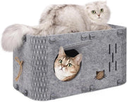 Casa per gatti per interni - Grande casa per gatti invernale - 5638 x 2997 x 3048 cm - Resistente ai graffi - Cuscino per gatti per giocare e tenere caldo