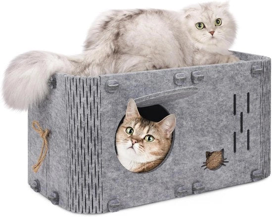 Casa per gatti per interni - Grande casa per gatti invernale - 5638 x 2997 x 3048 cm - Resistente ai graffi - Cuscino per gatti per giocare e tenere caldo