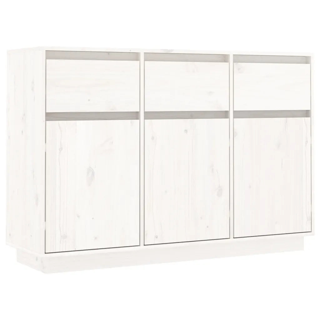 Credenza-Buffet-Armadio da cucina Bianca 110x34x75 cm in Legno Massello di Pino