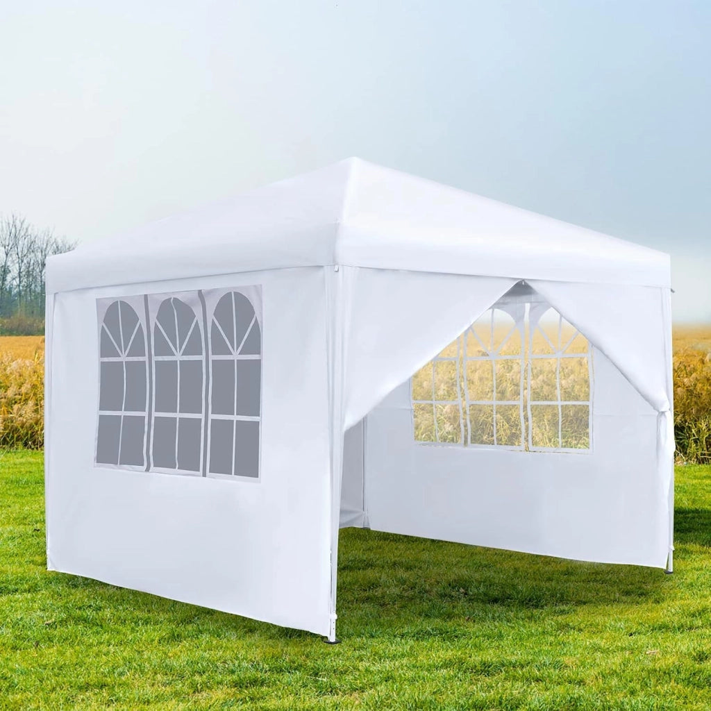 Gazebo pieghevole, 2,5 x 2,5 m, con pannelli laterali e finestre e borsa per il trasporto, in poliestere, protezione UV, pieghevole, impermeabile, protezione dal vento, per esterni, tipo C