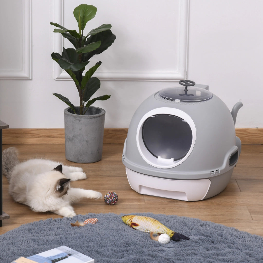 Casetta per Lettiera Gatti Portatile ¨C zephmum ¨C Grigio con Ante e Tiroio