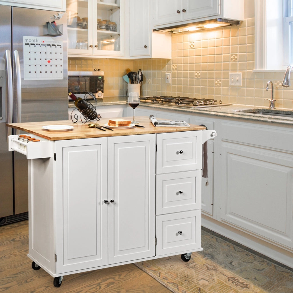 Carrello da cucina a ribalta, Isola da cucina con portaspezie portasciugamani cassetto battilardo armadio-Carrelli