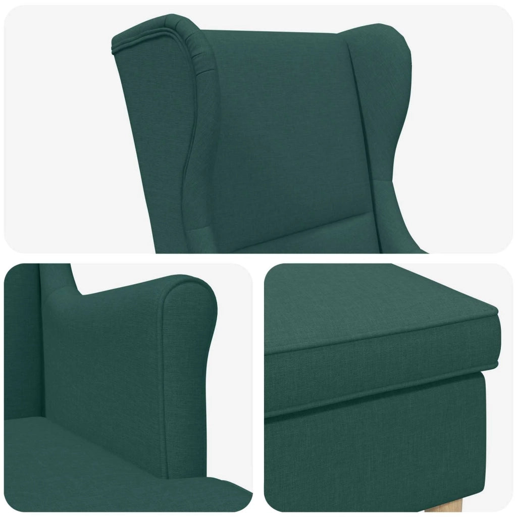 Poltrona con Ottomano 2 pz Verde Scuro Tessuto 3418804