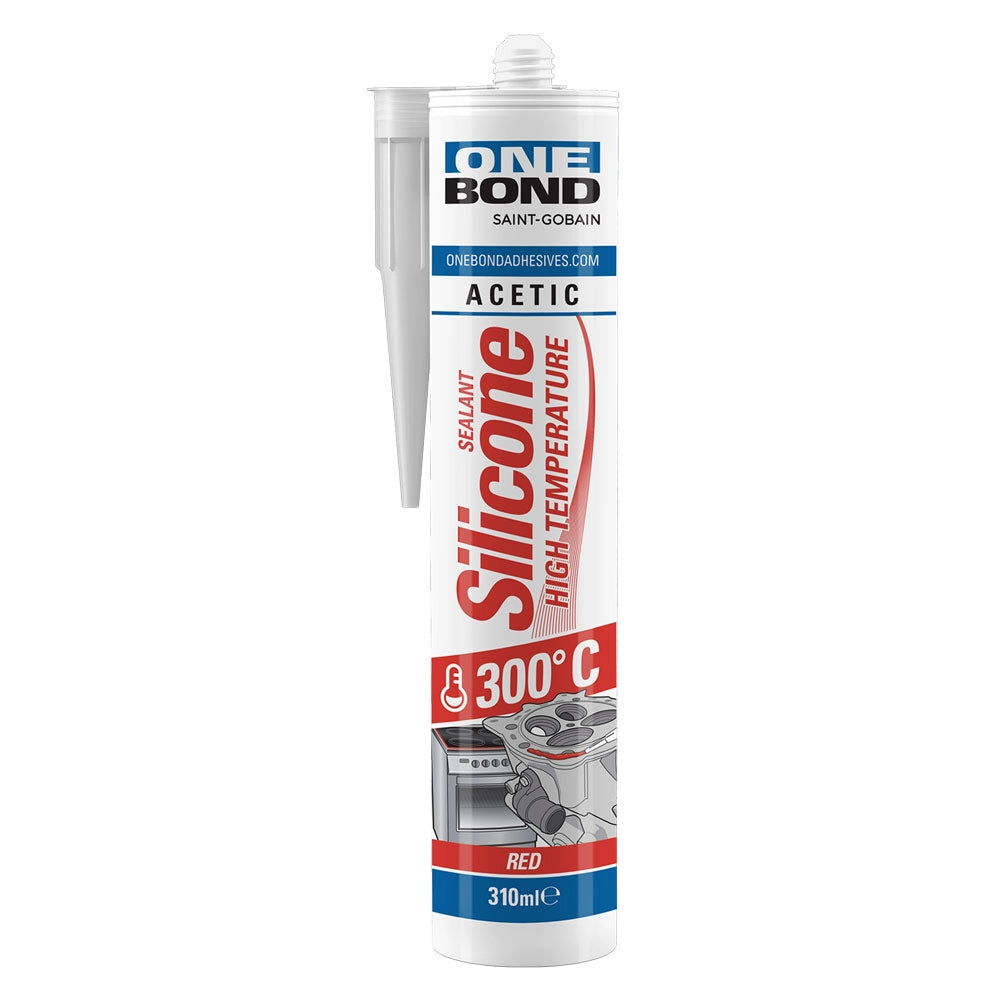 SILICONE ACETICO ALTA TEMPERATURA 'HIGH TEMPERATURE'  rosso ml 310- 12 pezzi  - ONEBOND