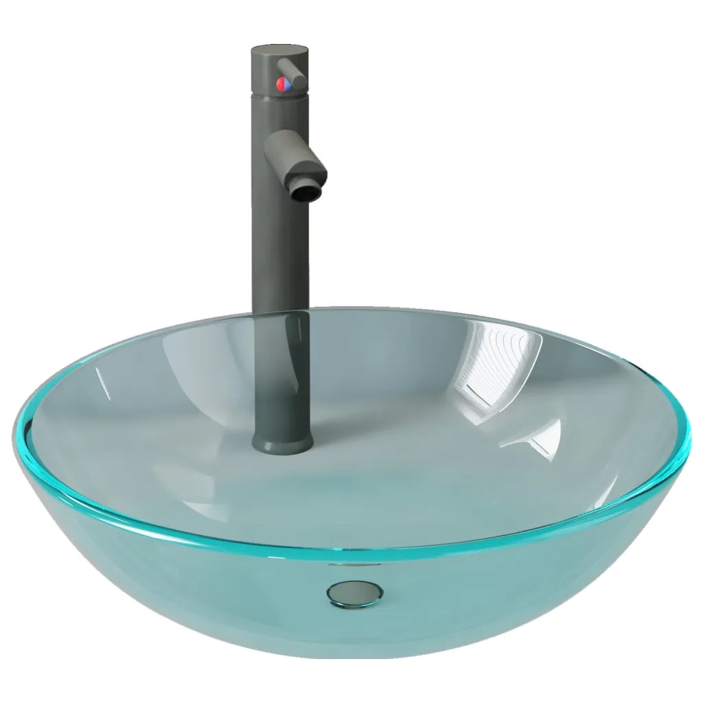 Lavandino con Rubinetto e Piletta Vetro Temperato Trasparente CFW8521243