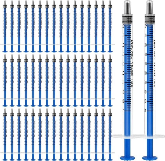 Confezione da 50 Siringhe di Plastica da 1ml per Animali da Compagnia - Piccoli - Olio Motore o Fluido Frizione - Utilizzo Non Medico