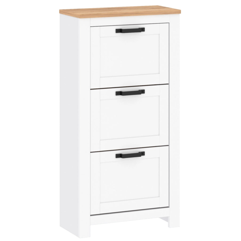 Scarpiera TEOLO 2 bianca + rovere (Lanzette J, colore nimfea alba / oak craft gold)