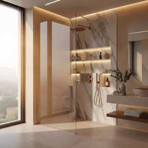 Parete Doccia Rea Flexi Transparent / Brush Copper 100