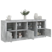 Credenza con Luci LED-Buffet-Armadio da cucina Grigio Cemento 164x37x67 cm