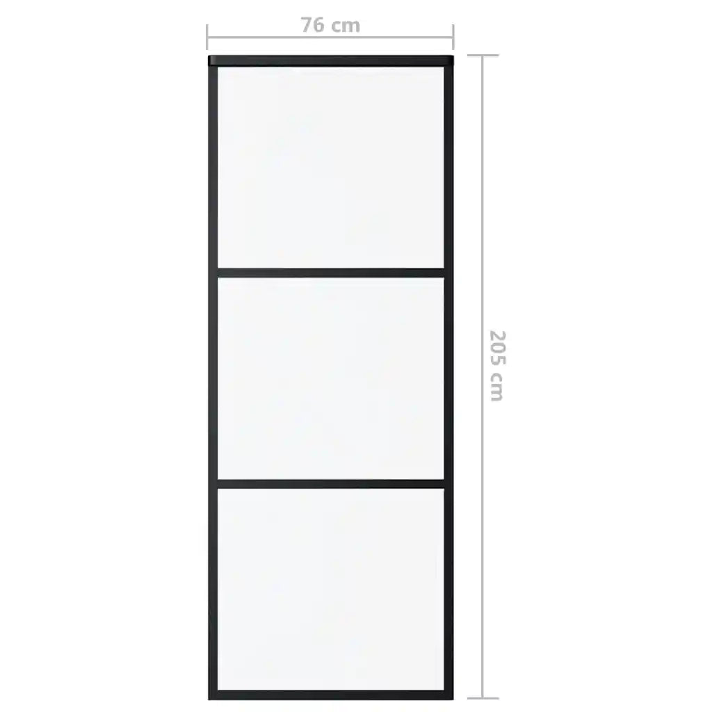 Porta Scorrevole a 3 pannelli in Vetro ESG e Alluminio 76x205 cm Nera 151008
