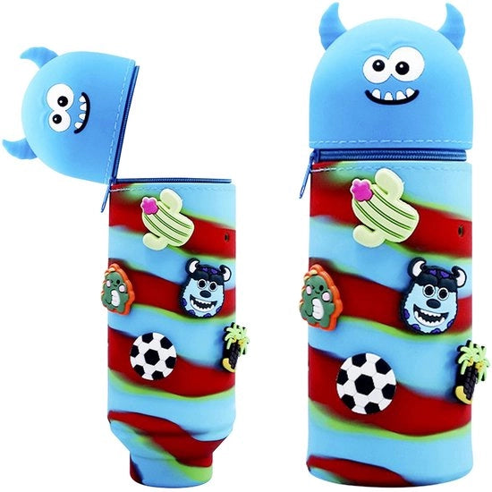 Etui 2-in-1 in silicone morbido per bambini e ragazzi, contenitore in piedi con custodia per animali e disegni per ragazze e ragazzi (Monster)