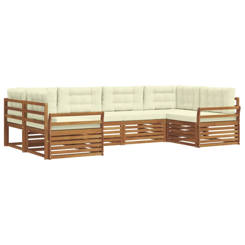 Set di divani da esterno con cuscino 6 pcs Naturale e Crema